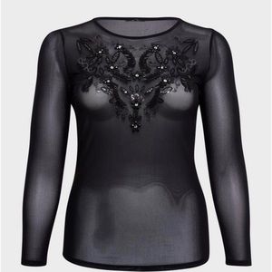 Torrid Black Mesh Embellished Top